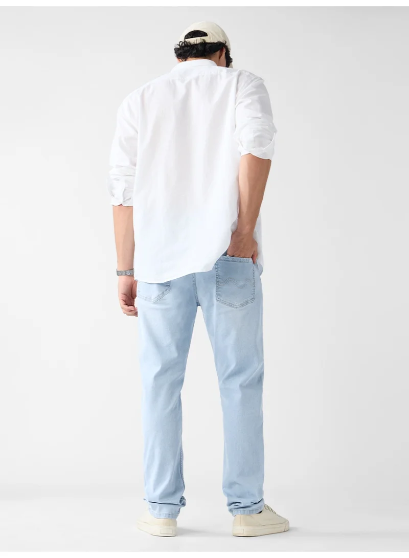 The Souled Store  The Souled Store Men Frost Blue Solid Slim Fit Jeans for Men | Best Price UAE