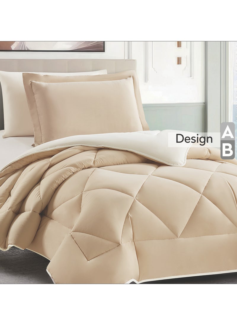 Bedding Comforter Set, Single Size Fits 120x200 cm - 4-Pcs Solid Quilted Bed Set, Microfiber Fabric - 1 Comforter, 1 Fitted Sheet And 2 Pillow Shams