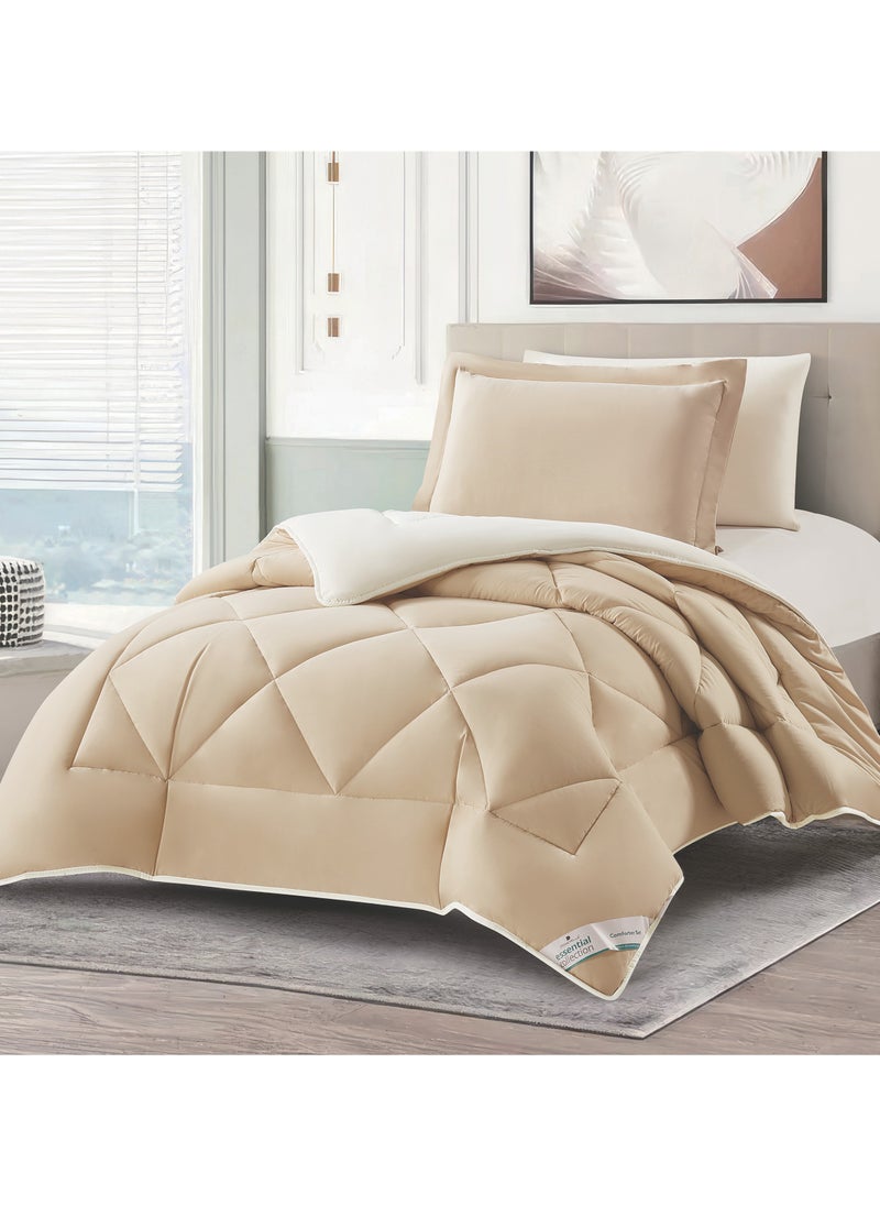 Donetella Bedding Comforter Set, Single Size Fits 120x200 cm - 4-Pcs Solid Quilted Bed Set, Microfiber Fabric - 1 Comforter, 1 Fitted Sheet And 2 Pillow Shams  - Image 1