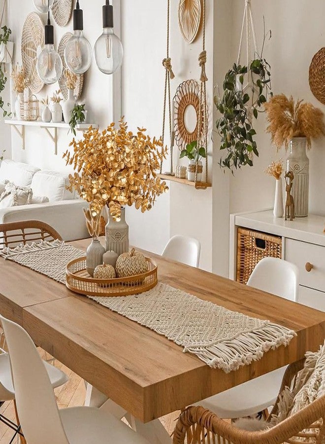 GnFlus Artificial Gold Eucalyptus Stems 4 Pcs Christmas Fake Fall Flower Arrangement Faux Floral Decor for Home Table Centerpieces Wedding Party Autumn Bouquet Home Farmhouse Vase - Image 5