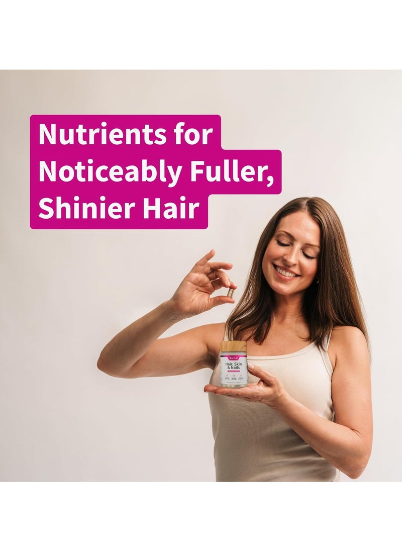 SNAP SUPPLEMENTS - Hair, Skin & Nails Volumizing Vitamins Supports Hair Growth, and Nourishes Hair and Nails,Promotes Stronger Hair Dietary Supplement - 60 Capsules - Image 1