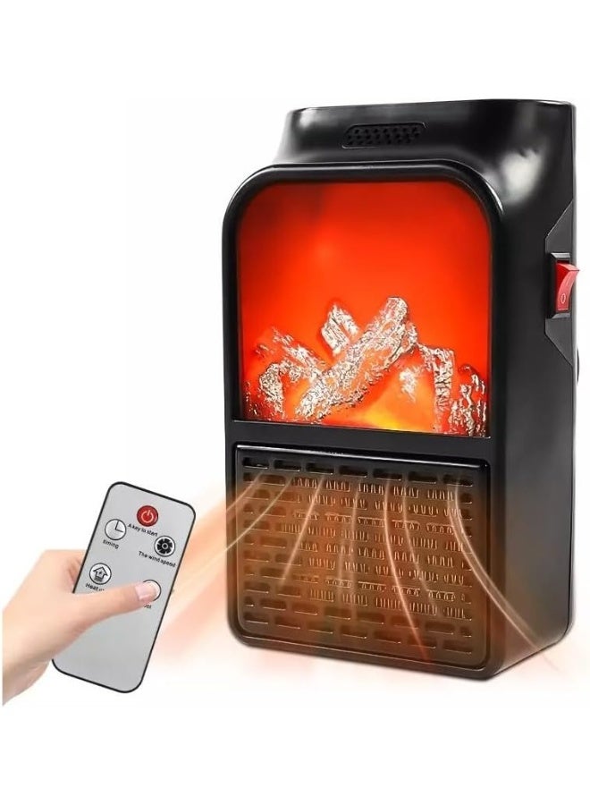 سخان مروحة حائطي يتم التحكم فيه - سخان كهربائي بشاشة LED عن بعد بقوة 1000 وات لتدفئة الغرفة بسرعة، ومنفاخ هواء دافئ آمن وفعال مثبت على الحائط - Image 1