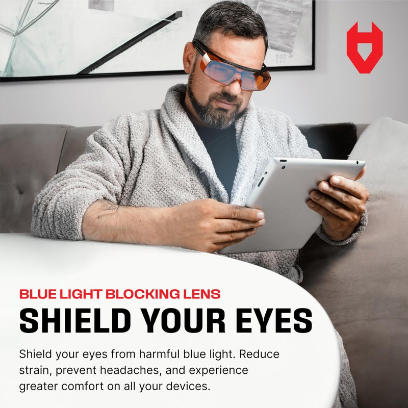 NoCry Blue Light Blocking Safety Glasses Over Eyeglasses with 100% UV Protection â€” UV Light Protection with Anti-Fog & Anti-Scratch Lenses; ANSI Z87.1 Certified â€” Adjustable Temples with Anti-Slip Tip - Image 3