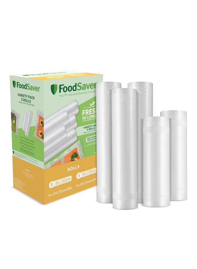 FoodSaver FoodSaver Vacuum Sealer Bags, Rolls for Custom Fit Airtight Food Storage and Sous Vide, 8" (2 Pack) and 11" (3 Pack) Multipack (Packaging May Vary) - Image 2