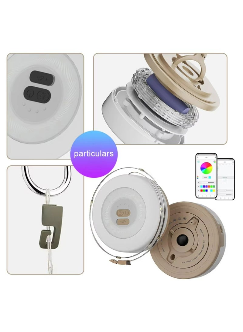 Dominy - USB Rechargeable Camping String Light With APP Control, 2 in 1 Outdoor String Lights with Music Synchronized, Type-C Fast Charging Stowable String Light for Tent Hiking Travel And Outdoor Decoration (Colorful） - Image 1