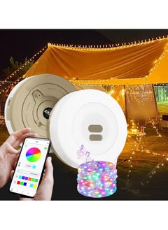 Dominy USB Rechargeable Camping String Light With APP Control, 2 in 1 Outdoor String Lights with Music Synchronized, Type-C Fast Charging Stowable String Light for Tent Hiking Travel And Outdoor Decoration (Colorful）  - Image 1