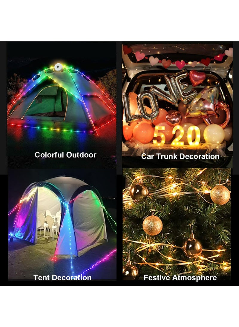 Dominy - USB Rechargeable Camping String Light With APP Control, 2 in 1 Outdoor String Lights with Music Synchronized, Type-C Fast Charging Stowable String Light for Tent Hiking Travel And Outdoor Decoration (Colorful） - Image 1