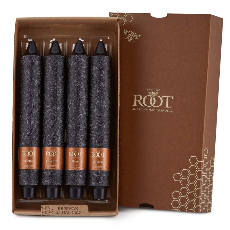 Root شموع العشاء غير المعطرة من روت 51940 تيمبرلاين كولينيت 9 إنش 4 قطع سوداء