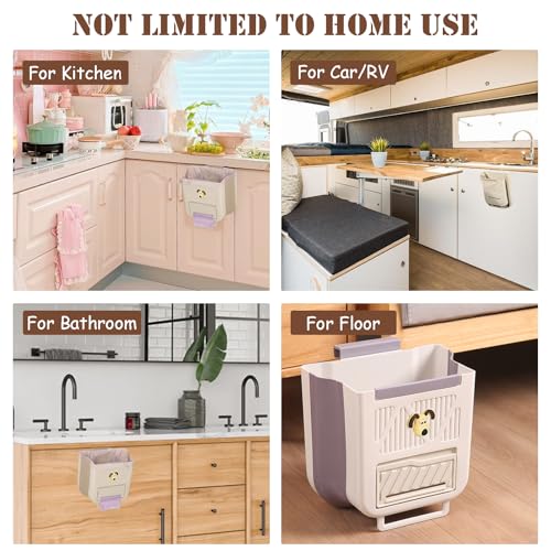 YJPPDD Hanging Trash Can for Kitchen Cabinet Door, 2.64 Gallon Kitchen Trash Can with Space-Saving Design, Collapsible Garbage Can for Kitchens,Cabinet Door, Bathroom, RV, Car & Camping - Image 5