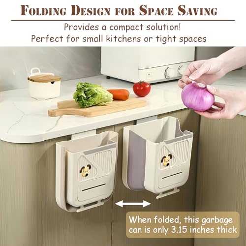 YJPPDD Hanging Trash Can for Kitchen Cabinet Door, 2.64 Gallon Kitchen Trash Can with Space-Saving Design, Collapsible Garbage Can for Kitchens,Cabinet Door, Bathroom, RV, Car & Camping - Image 3