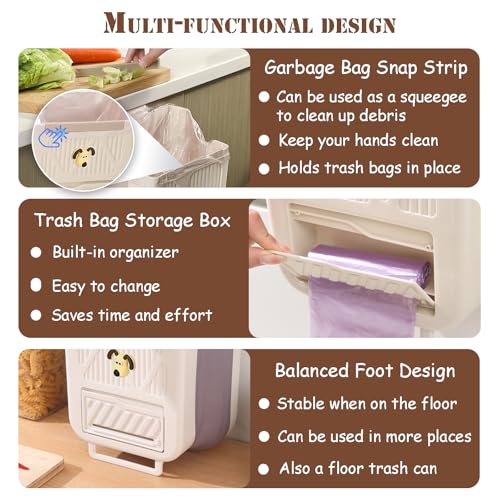 YJPPDD Hanging Trash Can for Kitchen Cabinet Door, 2.64 Gallon Kitchen Trash Can with Space-Saving Design, Collapsible Garbage Can for Kitchens,Cabinet Door, Bathroom, RV, Car & Camping - Image 4