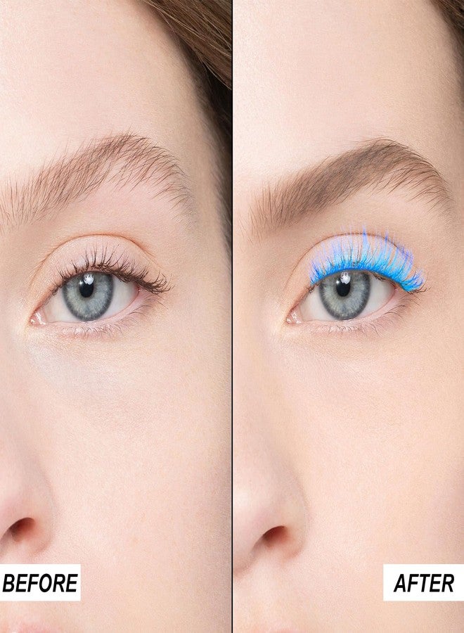 BERSHNOR Blue Colored Lashes Curly Wispy Blue Eyelashes 3D Volume Cute False Lashes Corlorful Fake Eyelashes - Image 3