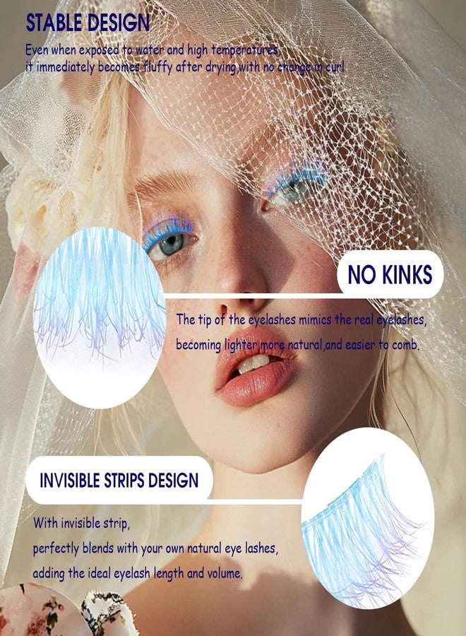 BERSHNOR Blue Colored Lashes Curly Wispy Blue Eyelashes 3D Volume Cute False Lashes Corlorful Fake Eyelashes - Image 4
