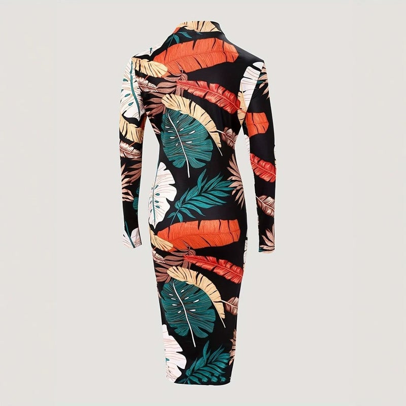 Elegant Floral Bodycon Dress - Image 2