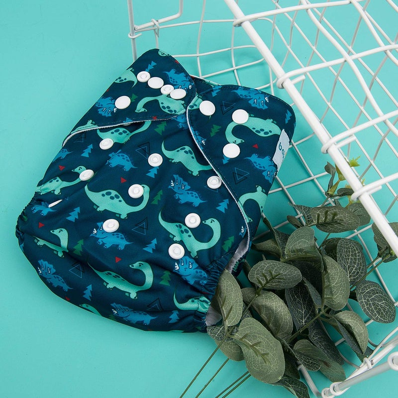 babygoal Reusable Cloth Diapers 6 Pack+10pcs Inserts, One Size Adjustable Washable Pocket Nappy Covers for Baby Boys and Girls 6FB20 - Image 4