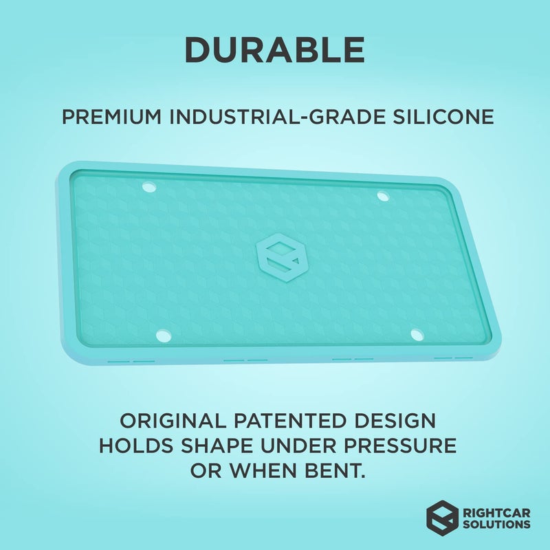 Rightcar Solutions Silicone License Plate Frame | The Original Premium Grade Silicone Car Plate Frame | Rust Proof, Rattle Proof, Weather Proof License Plate Holder (Aqua Blue) - Image 3