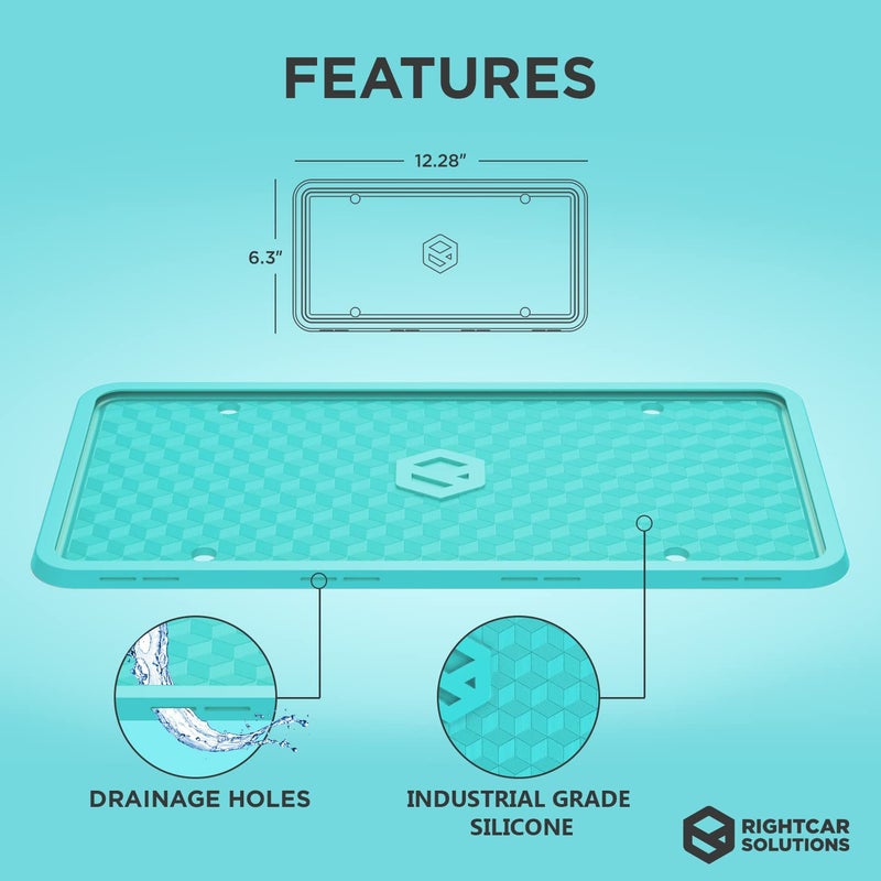 Rightcar Solutions Silicone License Plate Frame | The Original Premium Grade Silicone Car Plate Frame | Rust Proof, Rattle Proof, Weather Proof License Plate Holder (Aqua Blue) - Image 5