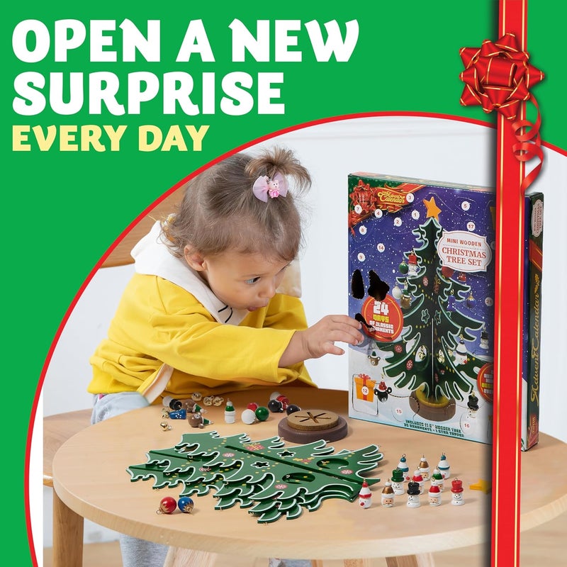 JOYIN تقويم العد التنازلي لعيد الميلاد JOYIN 2023، 24 يومًا مع شجرة عيد الميلاد و24 زينة للأولاد والبنات وهدايا حفلات الأطفال، جوائز الفصول الدراسية، هدية عيد الميلاد - Image 2