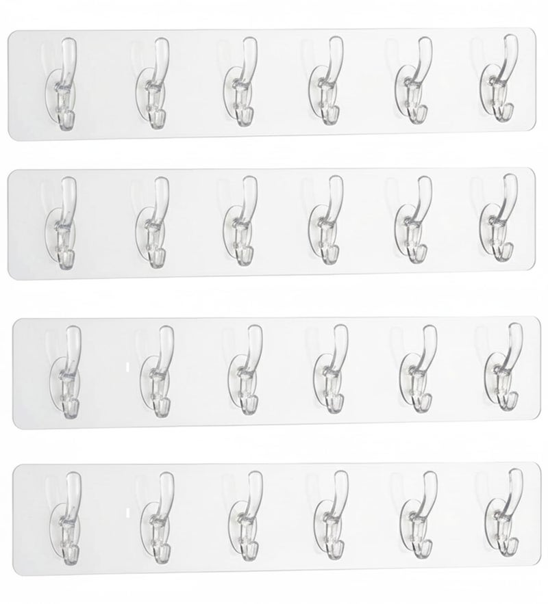 KBS Self Adhesive PVC Wall Hanger 6 Hook Sticker Transparent for Hanging Clothes,Towel,Key Home Kitchen Tools Office Bathroom Bedroom Products Door Multipurpose Organizers Accessories Items - Image 1