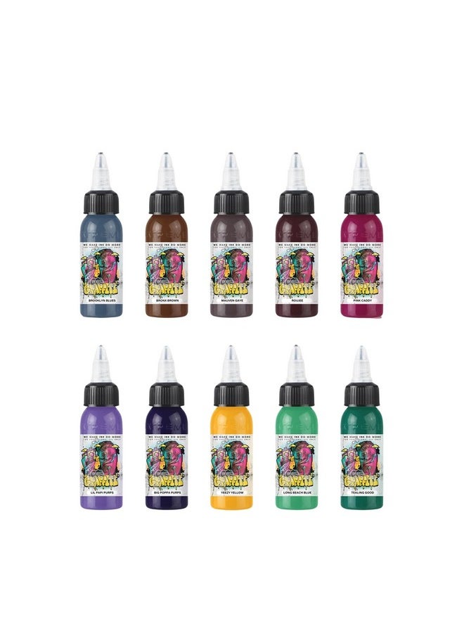 XTREME Ink 10 Color Kyle Warwick Psychedelic Graffiti Set, Uv-Free Brilliance, Ethical, Water-Based, Vegan, And Safe (Set Of 10, 1 Oz)  - Image 1