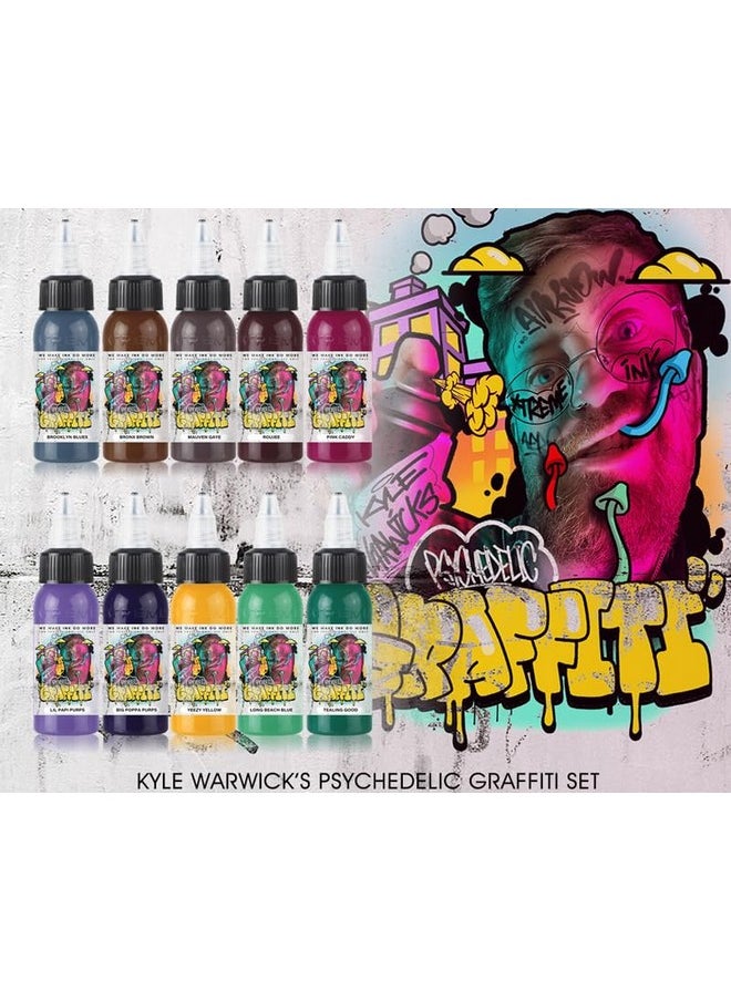 XTREME Ink 10 Color Kyle Warwick Psychedelic Graffiti Set, Uv-Free Brilliance, Ethical, Water-Based, Vegan, And Safe (Set Of 10, 1 Oz)  - Image 3