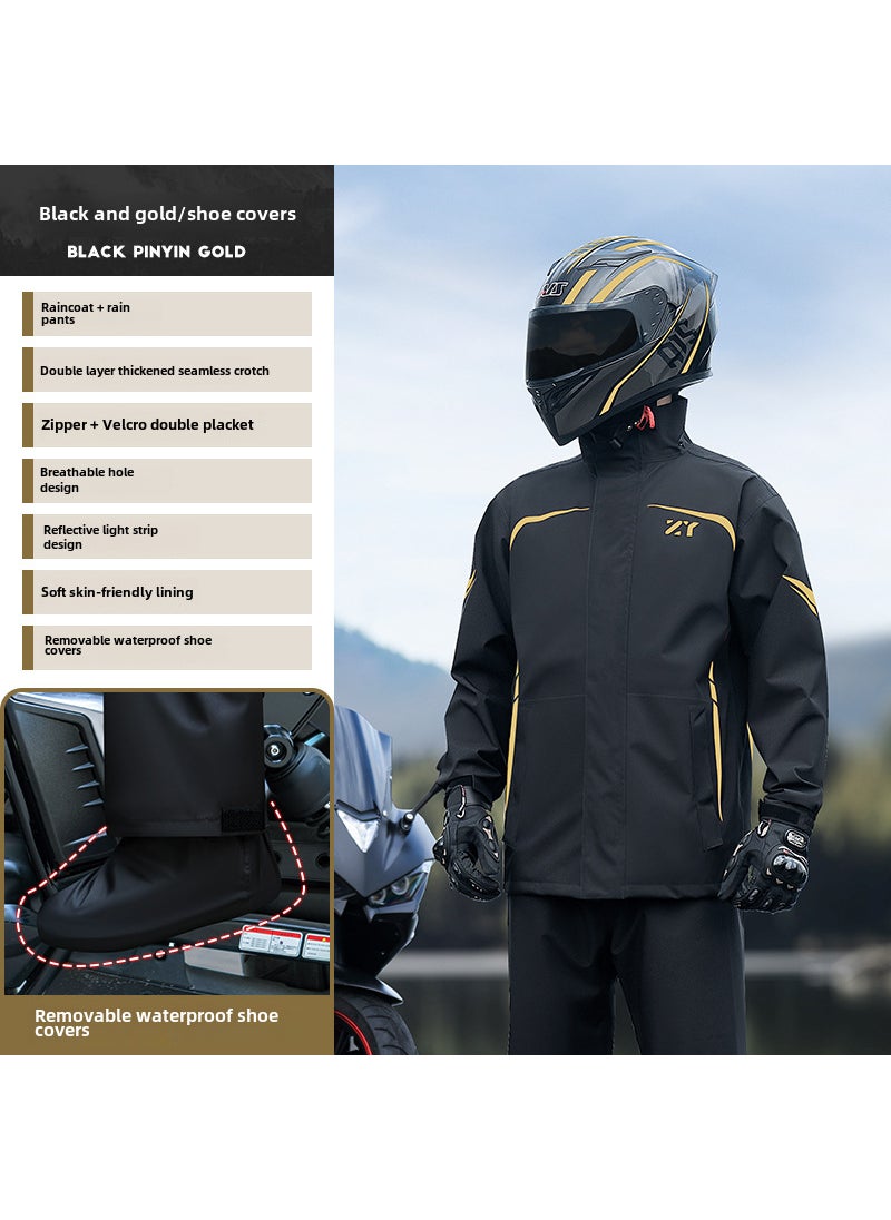 Motorcycle Raincoat Set Mens Riding Rainproof Gear Black gold stripes (including foot cover) - pzsku/Z5AAA8A4CA3AC7B874A75Z/45/_/1732630844/faee9aae-96ff-4241-bfb7-8caaa53957be