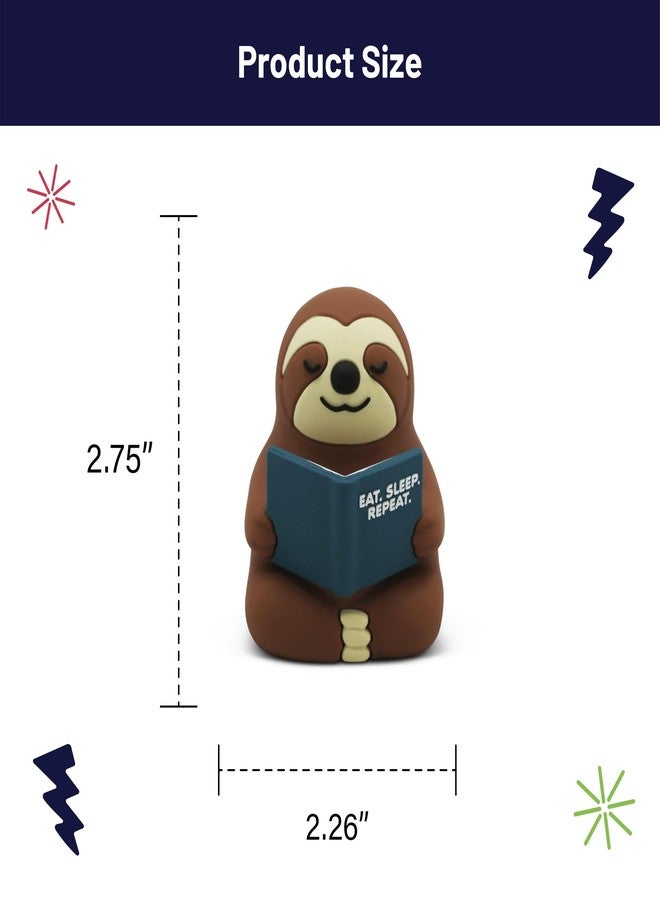 GOOFBALLS Little Readers - Cute Figurines for Bookshelves, Desks, Terrariums & Home Decor - Book-Loving Animal Statue - Sloth - Image 2