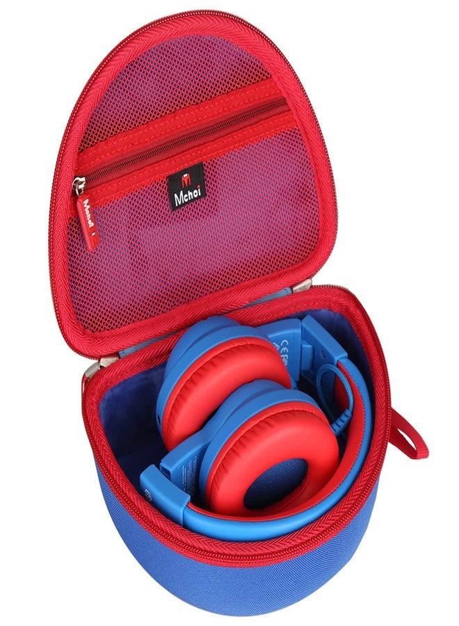 Mchoi Kids Headphones Case Suitable for iClever BTH12 / HS19 / BTH26 / JoySpark-T5 / Candy Bila BH03 / EarFun/IMYB/MIDOLA MD-B01 / noot Products Foldable Kids Headphones (Blue) (Blue and Red) - Image 1