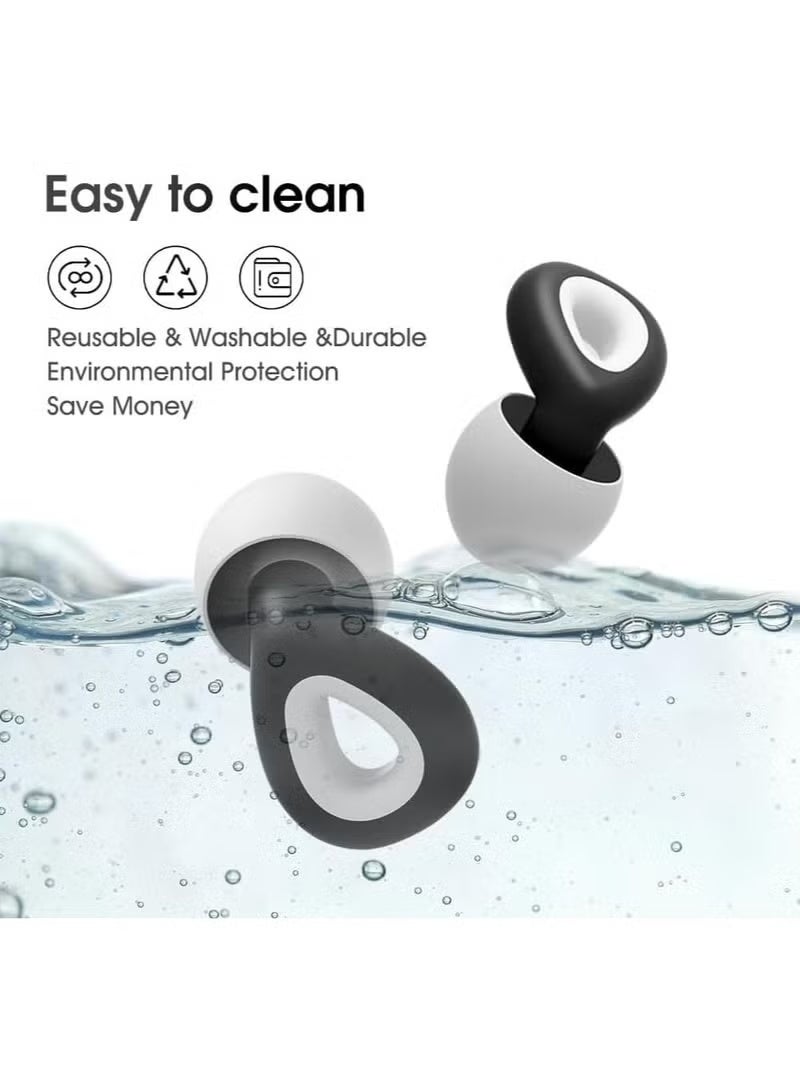 PYC Noise Cancelling Earplugs for Sleeping, Swimming Earplugs for Concerts, Reusable Soft Silicone Earplugs, 6 Earplugs (Black) - Image 4