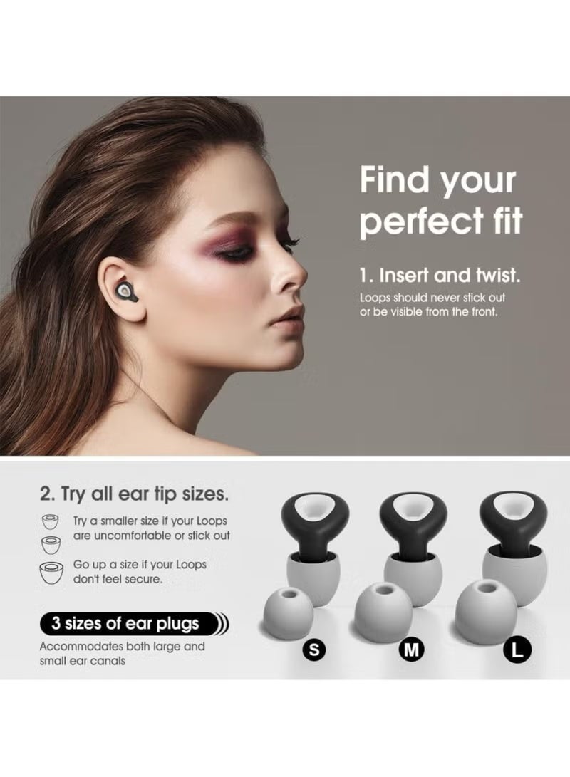 PYC Noise Cancelling Earplugs for Sleeping, Swimming Earplugs for Concerts, Reusable Soft Silicone Earplugs, 6 Earplugs (Black) - Image 2