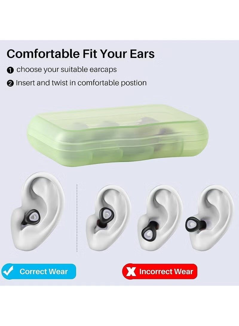 PYC Noise Cancelling Earplugs for Sleeping, Swimming Earplugs for Concerts, Reusable Soft Silicone Earplugs, 6 Earplugs (Black) - Image 5