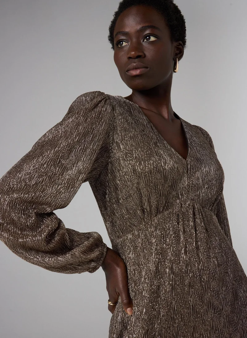 ماتلان فستان ميدي مضلع برونزي من إت يو