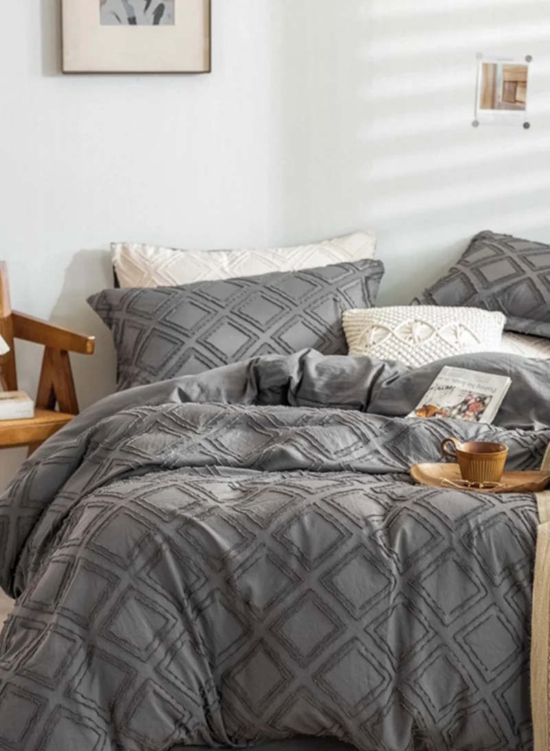 Noire Edit Grey Patterned King Bedding Set