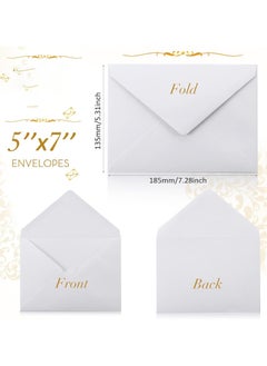 SRLIWHITE 100 Pack Self-Sealing 5 x 7 Inch White Envelopes for Invitations, Greeting Cards, Business Cards, Small Gifts, Perfect for Weddings, Holidays, Special Occasions  - Image 2