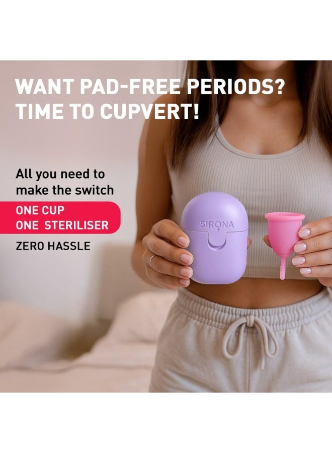 Sirona Reusable Menstrual Cup for Women (Medium) with Microwaveable Sterilizer (1 Cup + 1 Sterilier) | FDA Approved | 100% Medical Grade Silicone | Rash Free & Leak-Proof Protection for 8-10 Hours - Image 4