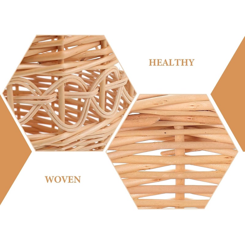 Wicker Trash Can Multifunctional Woven Waste Basket Natural Rattan Home Storage Bin for Bathroom Office Bedroom Decorative Garbage Container - Image 3