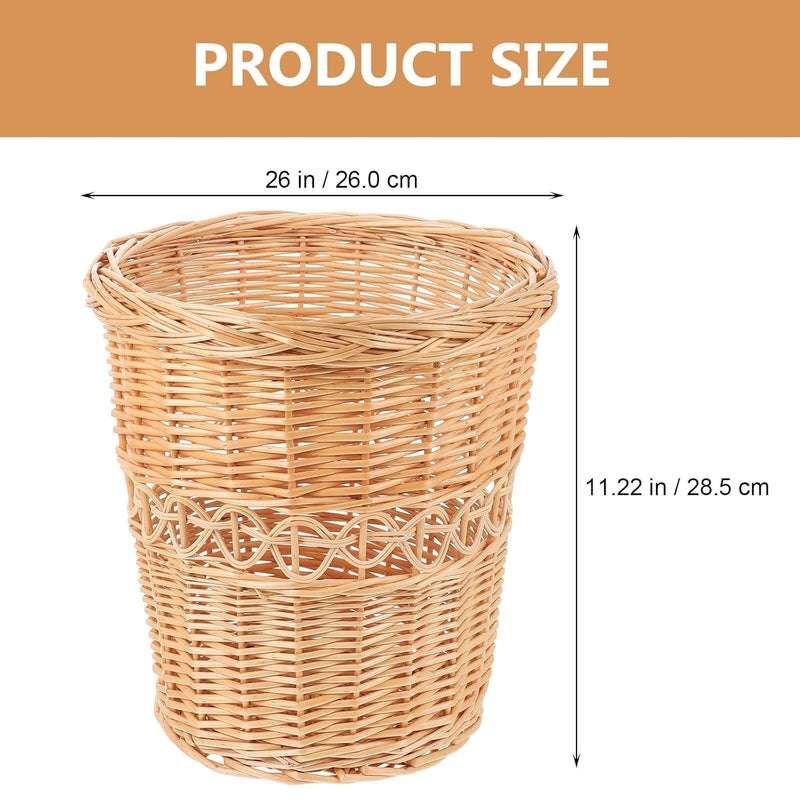 Wicker Trash Can Multifunctional Woven Waste Basket Natural Rattan Home Storage Bin for Bathroom Office Bedroom Decorative Garbage Container - Image 2