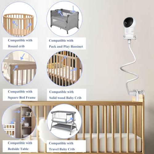 Derebir Flexible Baby Monitor Stand Mount Holder Compatible with eufy Security E30 / E220 / C220 / E21/ E110 / C2110 / T8417/ T8354/ T8300 Cameras Adjustable Baby Cameras Stand Clip Clamp Mount - Image 3