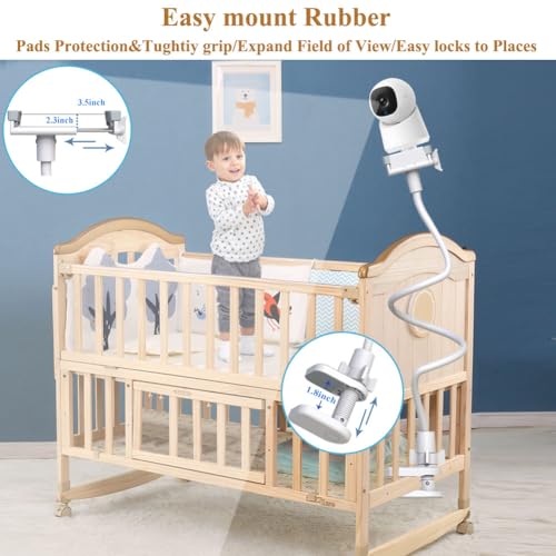 Derebir Flexible Baby Monitor Stand Mount Holder Compatible with eufy Security E30 / E220 / C220 / E21/ E110 / C2110 / T8417/ T8354/ T8300 Cameras Adjustable Baby Cameras Stand Clip Clamp Mount - Image 2