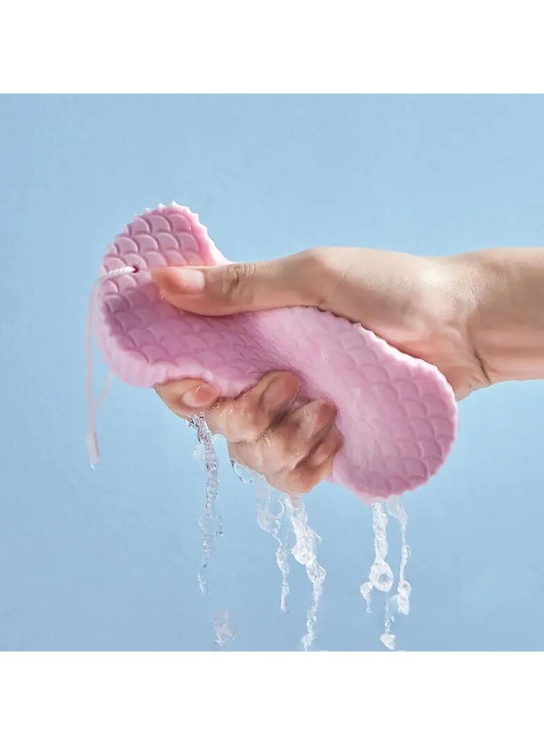 ORiTi - 1Pc Soft Sponge Bath Body Brush Massage Rubbing Device Natural Bristle Soft Scrubber For Shower and Exfoliating - Grey - Image 1