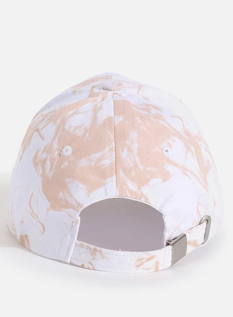 Haute Sauce White & Beige Tie-Dye Textured Baseball Cap