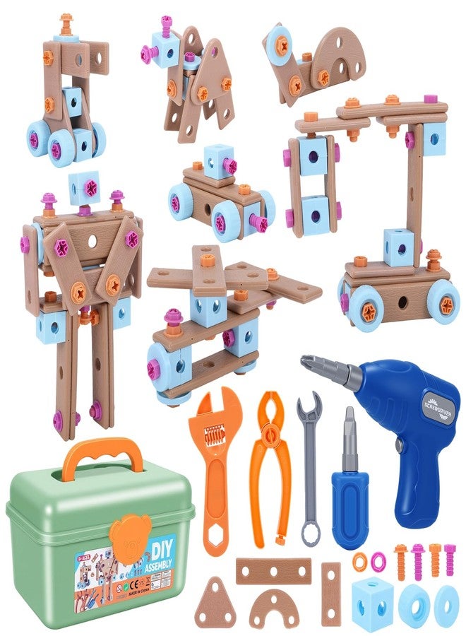 stochastic box Drill Building Set for Kids 172 Pcs Construction Tools for Kids with Toolbox,Kids Construction Building STEM Toy for Boys Girls Birthday Gifts - Image 1