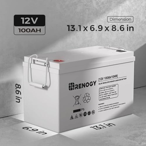 Renogy 12 Volt 100Ah Deep Cycle AGM Battery, 3% Self-Discharge Rate, 1100A Max Discharge Current, Maintenance-Free, Appliances for RV, Trolling Motor, Marine, and Off-Grid - Image 5