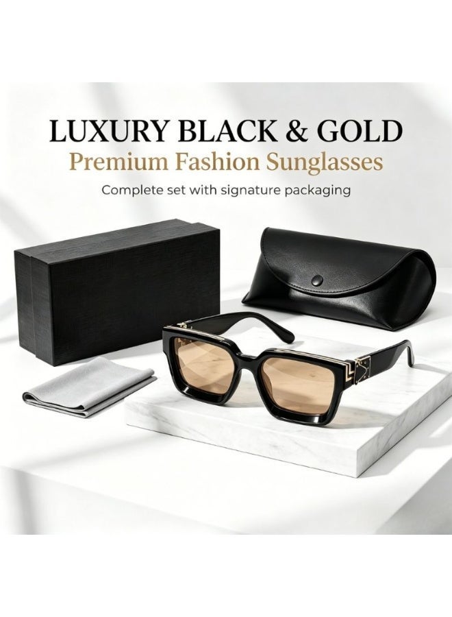 European American Style Fashion Glasses Unisex Trendy Box Shaped Eyewear, Made With Premium Clear Quality Lenses, Delicate Daily Casual Eyeglasses Complete With Exquisite Gift Packaging For Daily Wear And Outfit Matching - Image 1