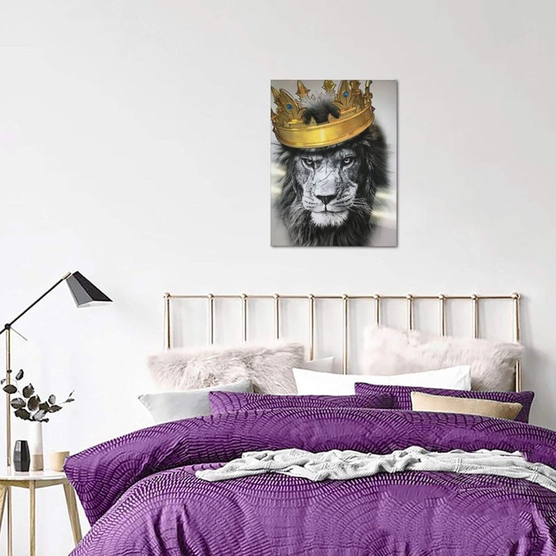 BPA® Black and White Lion with Crown Canvas Wall Art - Image 5