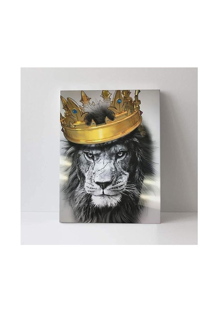 BPA® Black and White Lion with Crown Canvas Wall Art - Image 2