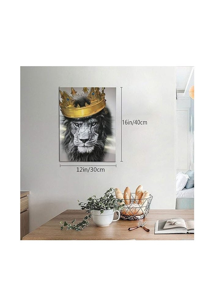 BPA® Black and White Lion with Crown Canvas Wall Art - Image 3