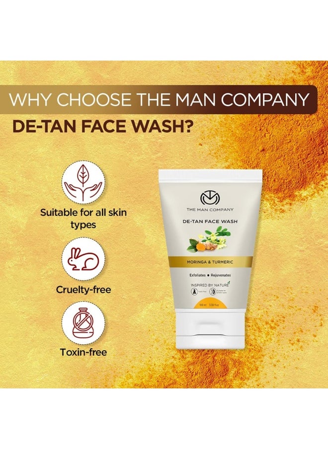 The Man Company غسول الوجه دي تان للرجال بالكركم والمورينجا - 100 مل | إزالة السمرة والتحكم في الزيوت ومكافحة التلوث | تنظيف المسام | التنظيف العميق | إزالة الرؤوس السوداء  - Image 3