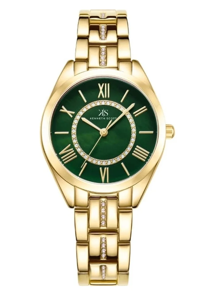 KENNETH SCOTT Kenneth Scott K23510-GBGH Women's Analog Display Watch & Alloy Strap Gold