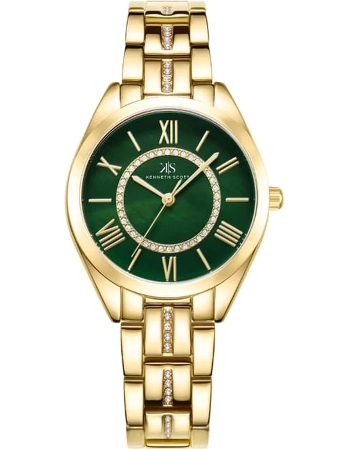 KENNETH SCOTT Women's Analog Display Watch With Gold Alloy Strap - K23510-GBGH